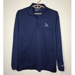 Nike DriFit Novo Nordisk Pharmaceuticals navy blue long sleeve polo shirt large